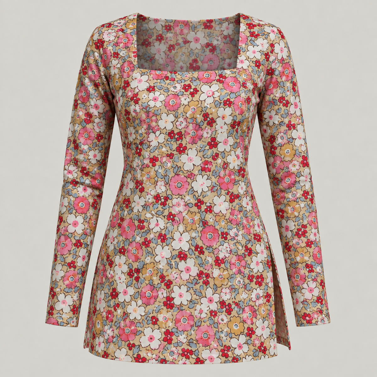 Floral- Square Neck Kurti