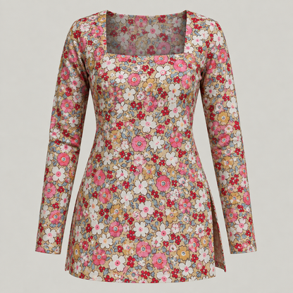 Floral- Square Neck Kurti