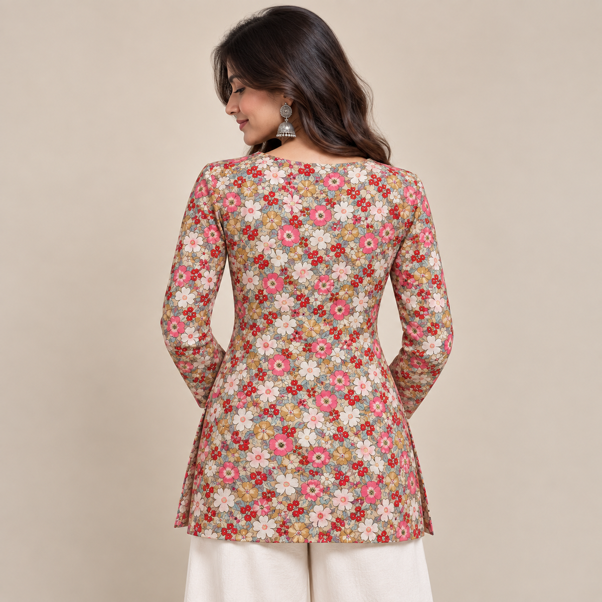 Floral- Square Neck Kurti