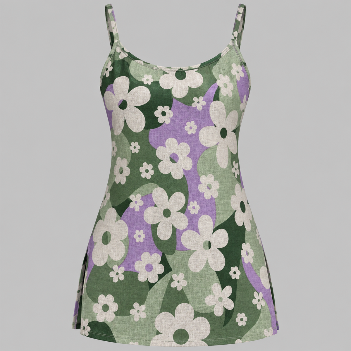 Retro Floral- Sleeveless Kurti